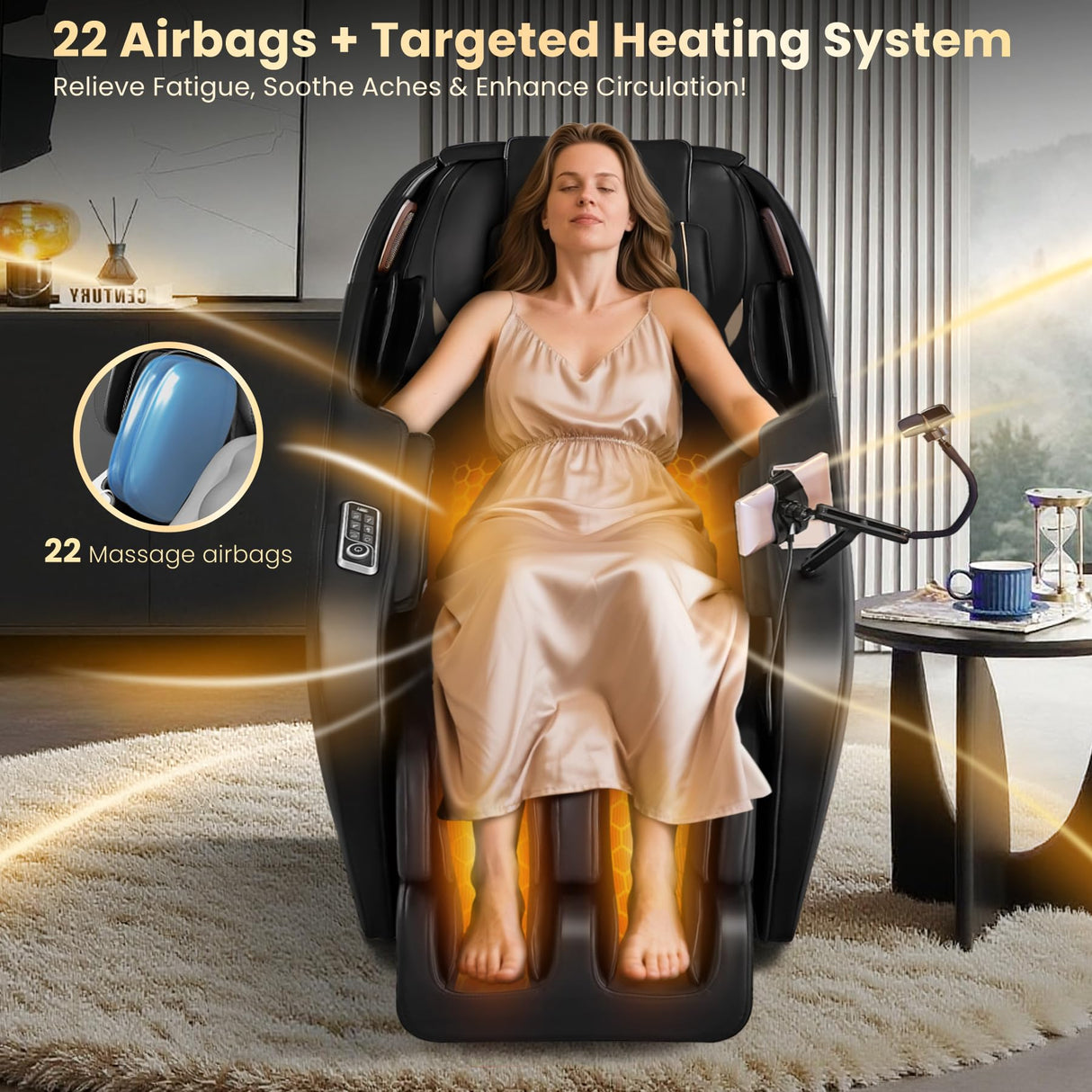 2026 4D Massage Chair, Shiatsu Massage Chair Full Body Recliner 50" SL-Track w/Heat, Body Scan, Zero Gravity, 18 Auto Modes, Foot Massage, Extendable Footrest, Bluetooth, APP & AI Voice Control GOLD TIME