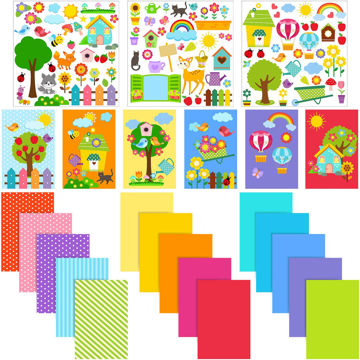 Outus 15 Pieces Card Making Kits for Kids with 3 Sheets Stickers, 15 Blank Envelopes and 15 Seal Stickers, Handmade Card Making Crafting Kit for Boys and Girls DIY Cards Outus