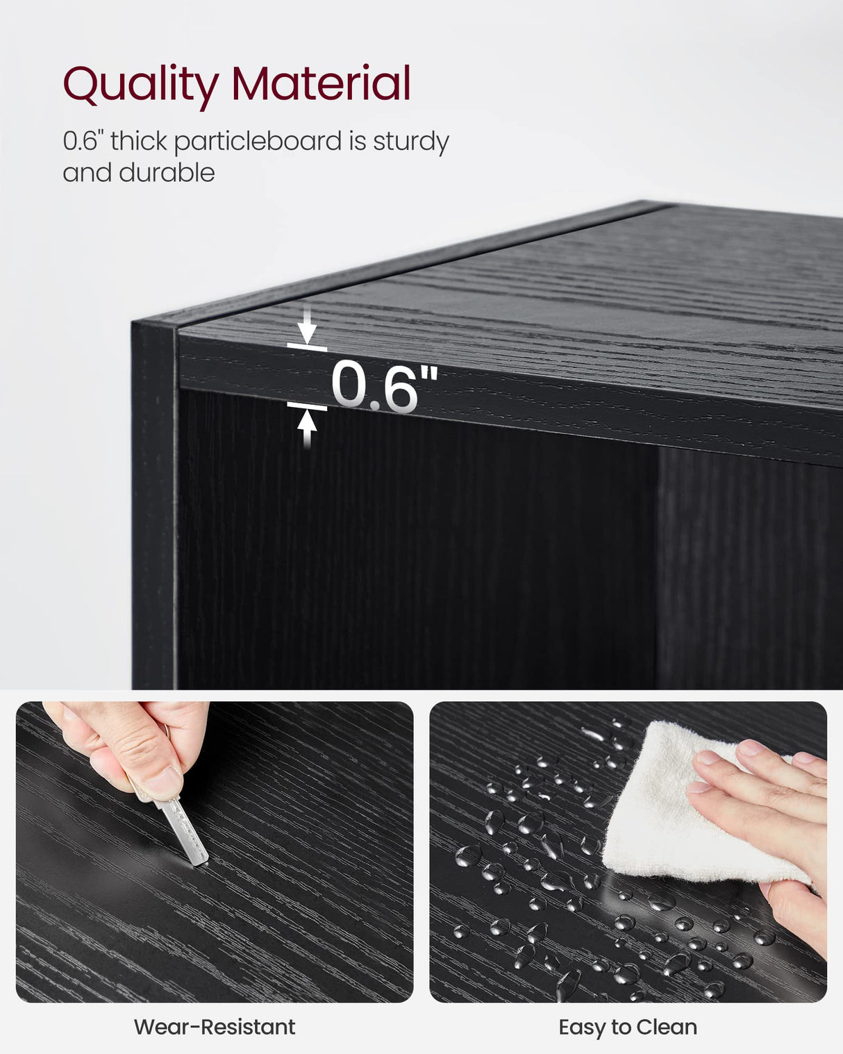 VASAGLE Bookshelf, 23.6 Inches Wide, 5-Tier Open Bookcase with Adjustable Storage Shelves, Floor Standing Unit, Ebony Black ULBC165T56 VASAGLE