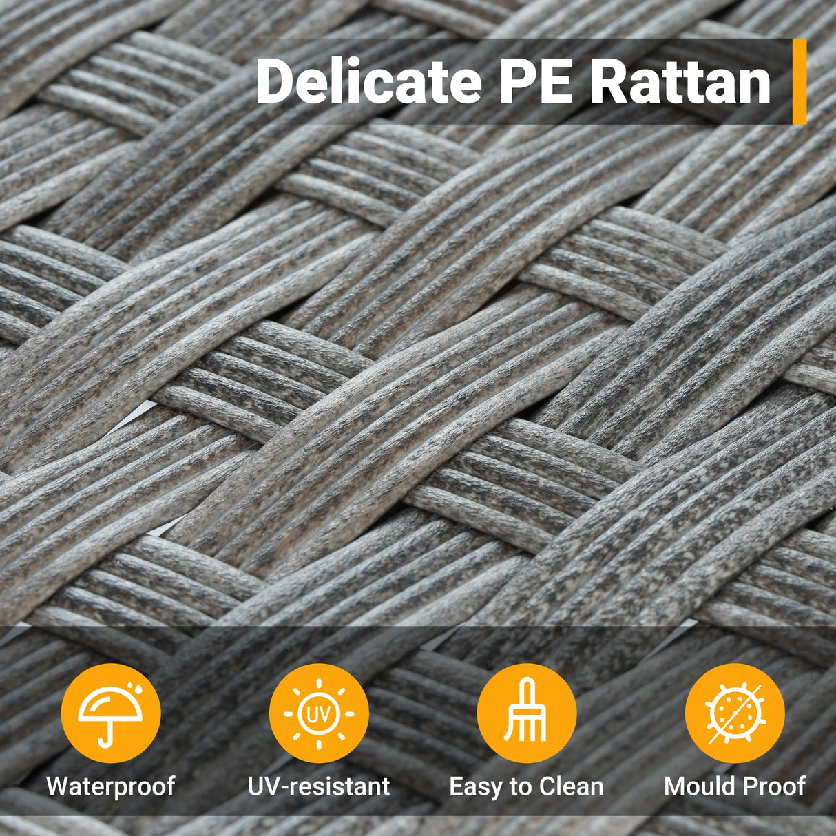 CAODOC 13 Pieces Outdoor Patio Furniture Set Wicker Sectional Sofa with Rocking Chair Tea Table Patio Rattan Conversation Set CAODOC