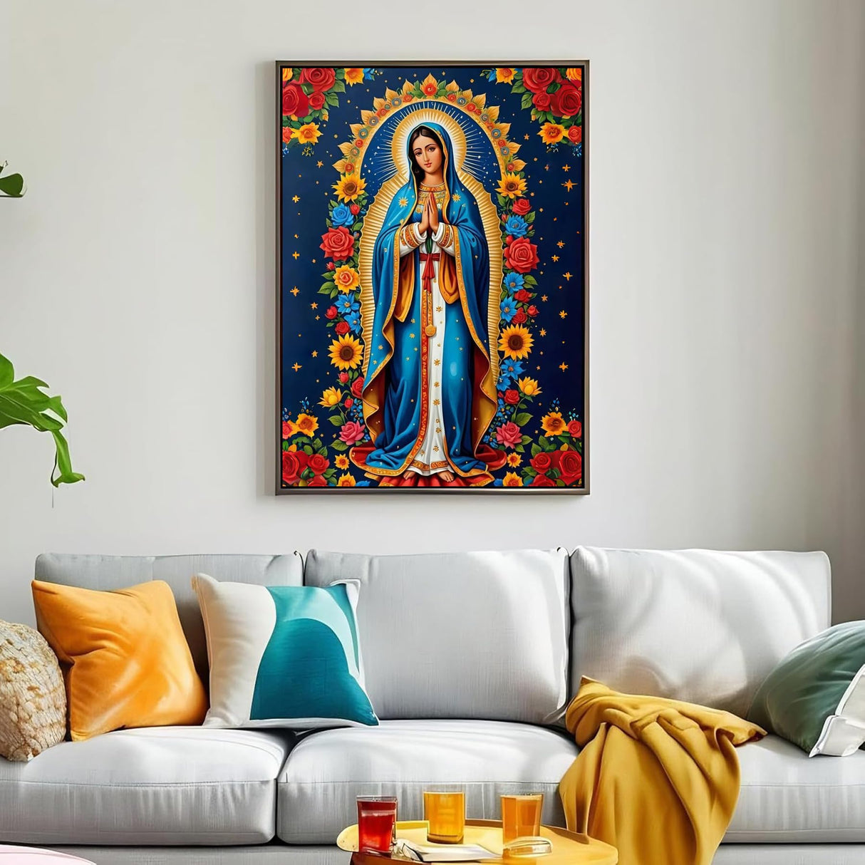WGSMGL Virgin Mary Diamond Art Painting Kits for Adults, Religious 5D Diamond Painting for Beginners, DIY Full Drill Paint with Diamond, Home Wall Decor 12 x 16 Inch WGSMGL