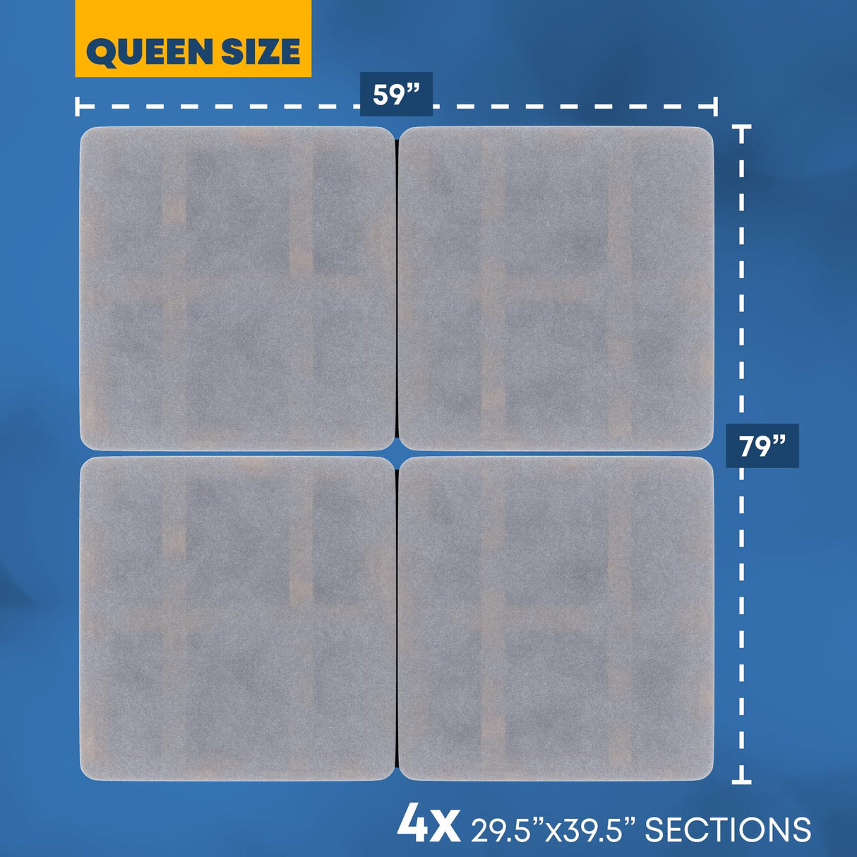 Greaton, Premium 38mm Split Wood Bunkie Board for Queen Size Bed - 4-Piece Under Mattress Support Board, Fully Assembled, Fabric Ventilation Cover - Replaces Wooden Slats or Box Spring for Bed Frames Greaton