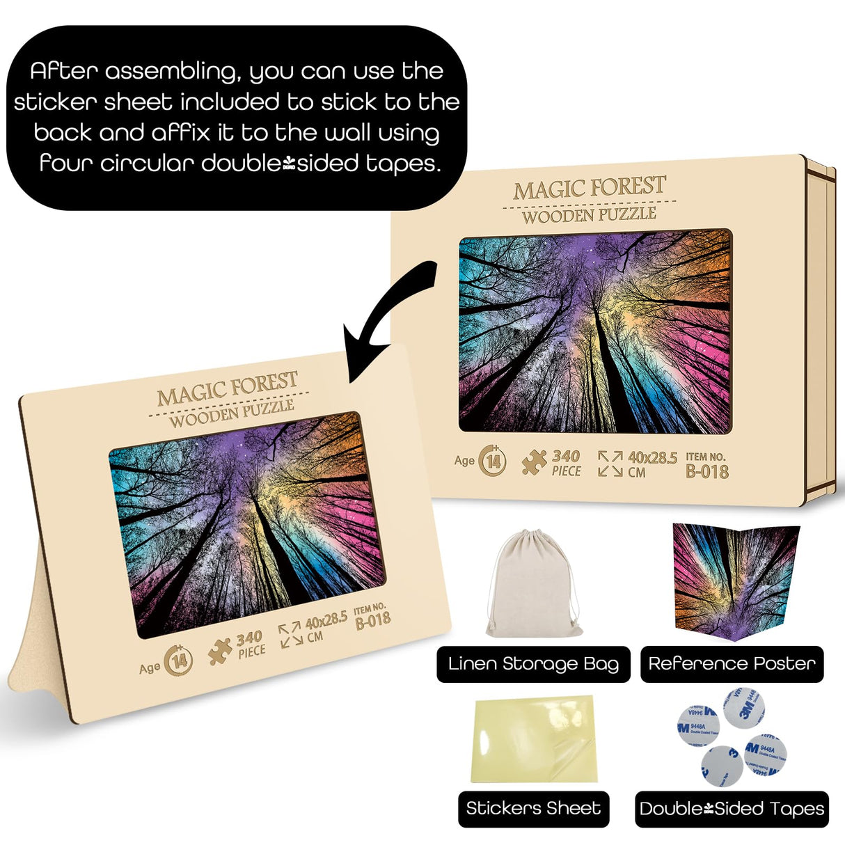 Hard Impossible Wooden Puzzles for Adults 340 Piece, Challenging Difficult Wood Puzzles for Adults, Colorful Gradient Puzzle for Adult BBOLDIN