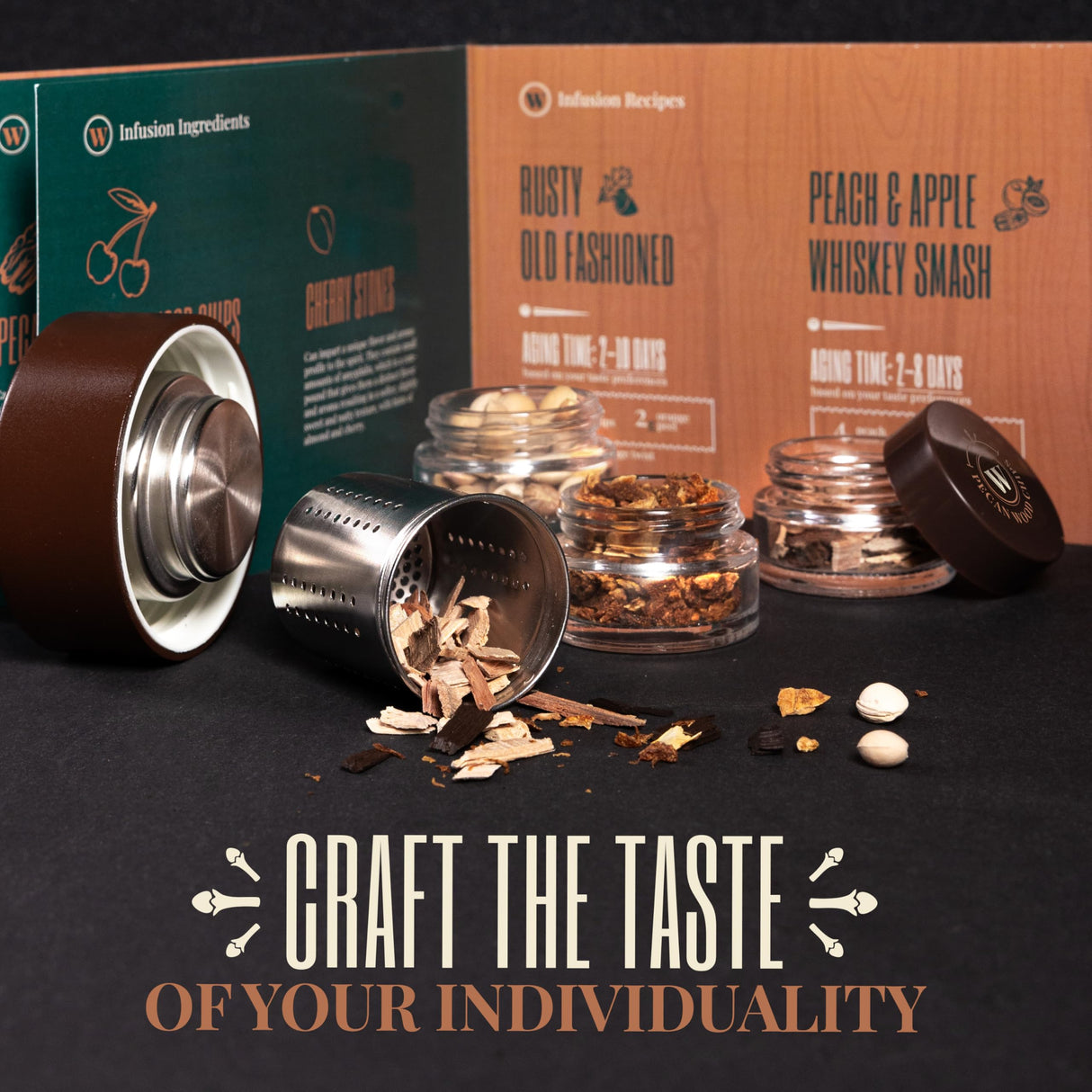 DIY Whiskey Gifts for Men - Whiskey Making Kit Complete with Botanicals, Wood Chips & Whiskey Decanter Set for Men - Bourbon Gifts for Men Who Have Everything with Whiskey Infusion Kit by Whiskify Whiskify