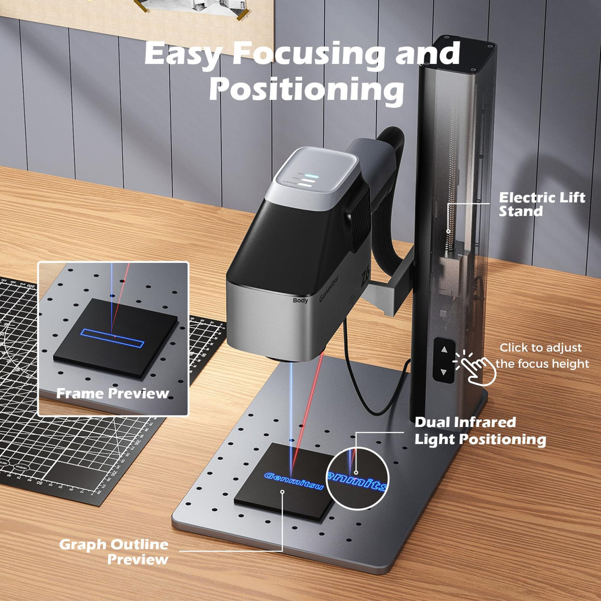 Genmitsu Z6 20W Fiber Laser Engraver, Higher Fiber Power 15000mm/s Speed, 5W Diode Dual Sources, Desktop Integrated Host with Touch Screen, Portable Marking Tool for Jewelry, Metal, Wood, Leather Genmitsu