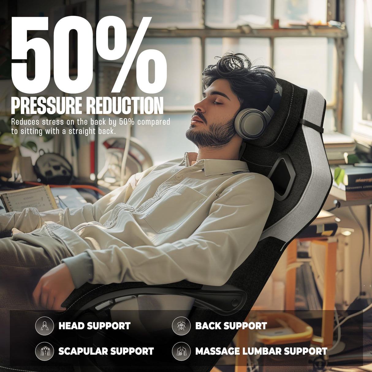 Dowinx Fabric Gaming Chair with Footrest, Big and Tall Gaming Chair for Heavy People, Wide Back Gamer Chair for Adult, Computer Game Chair with Massage for 200lbs, Black Dowinx