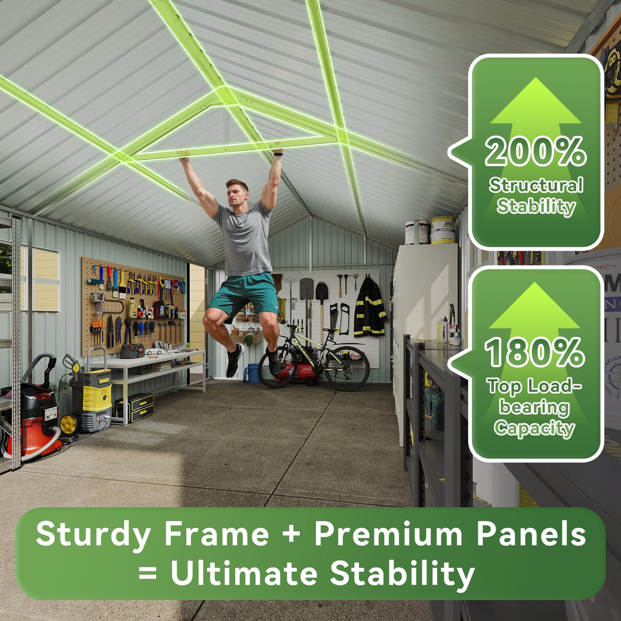 Aoxun 12x20x9.3 FT Shed Outdoor Metal Garage Shed 1700 CUFT Extra Large Storage Shed for Vehicles & Sundries 11" Snow Load Double-Door All-Weather Garden Shed (Brown) Aoxun