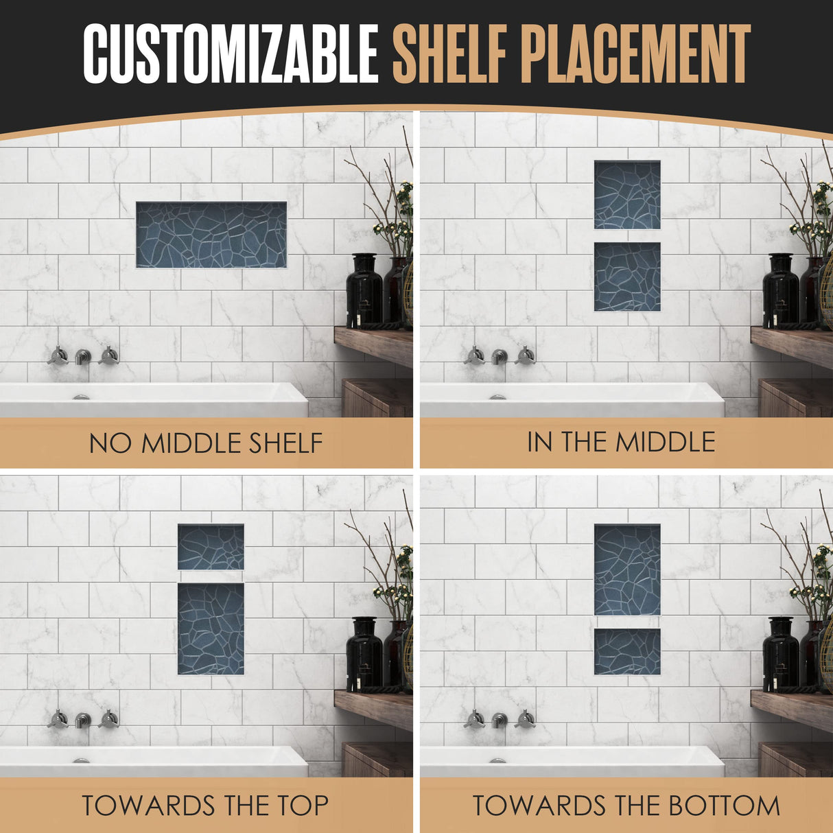 Houseables Shower Niche, Shower Niche Insert Tile Ready, Recessed Bathroom Storage, 12x28 (13x29), in Wall Shelf, Cubby Inserts, Recessed Shampoo Caddy, Inset Shelves, Built in Nook, Soap Box, Prefab Houseables