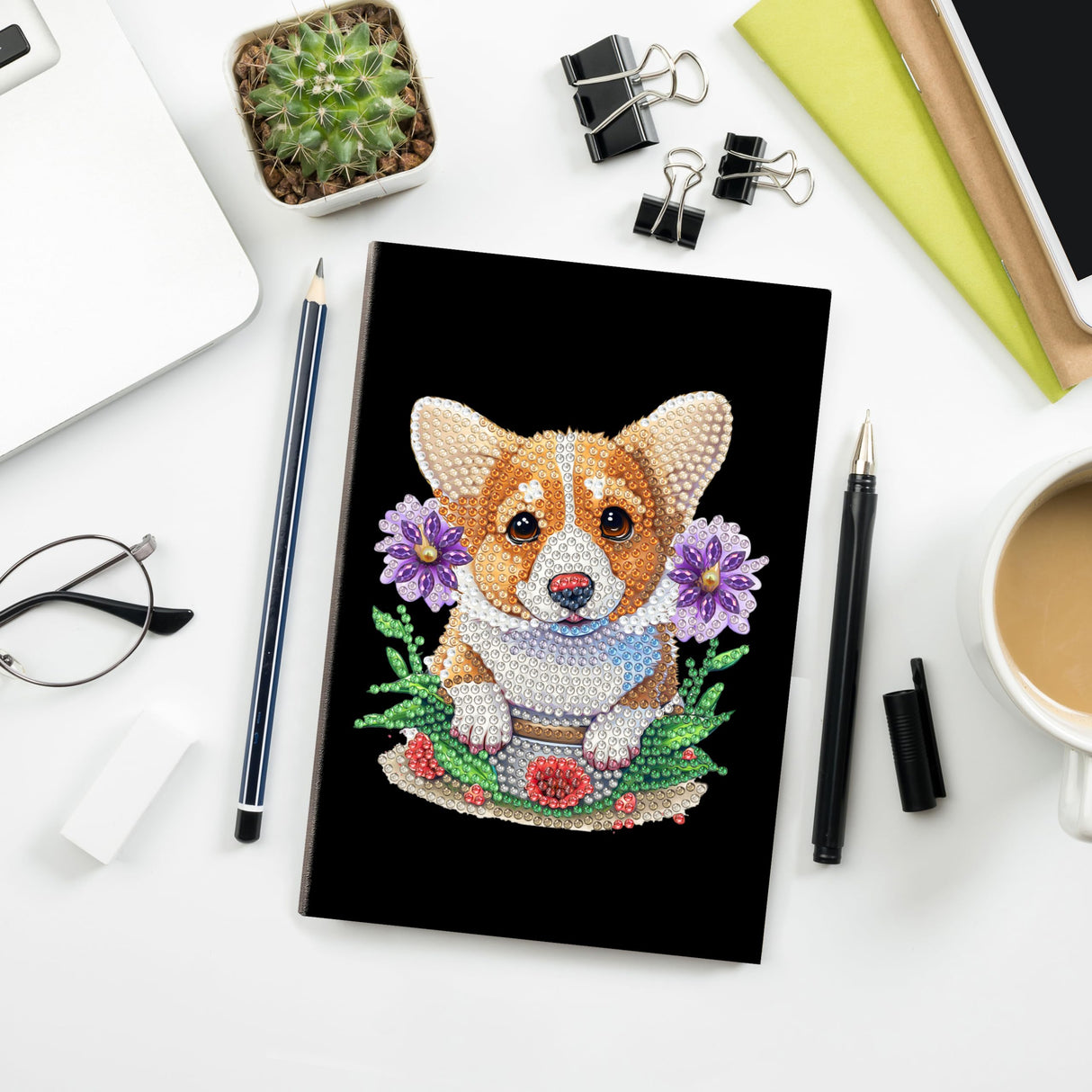 MaiYiYi 2 PCS Dog Notebook Diamond Painting Kit Cute Dog Diary Book Diamond Art Pet Dog Notepad Diamond Painting by Numbers for Study Home Office Art Drawing (20X14 CM) MaiYiYi