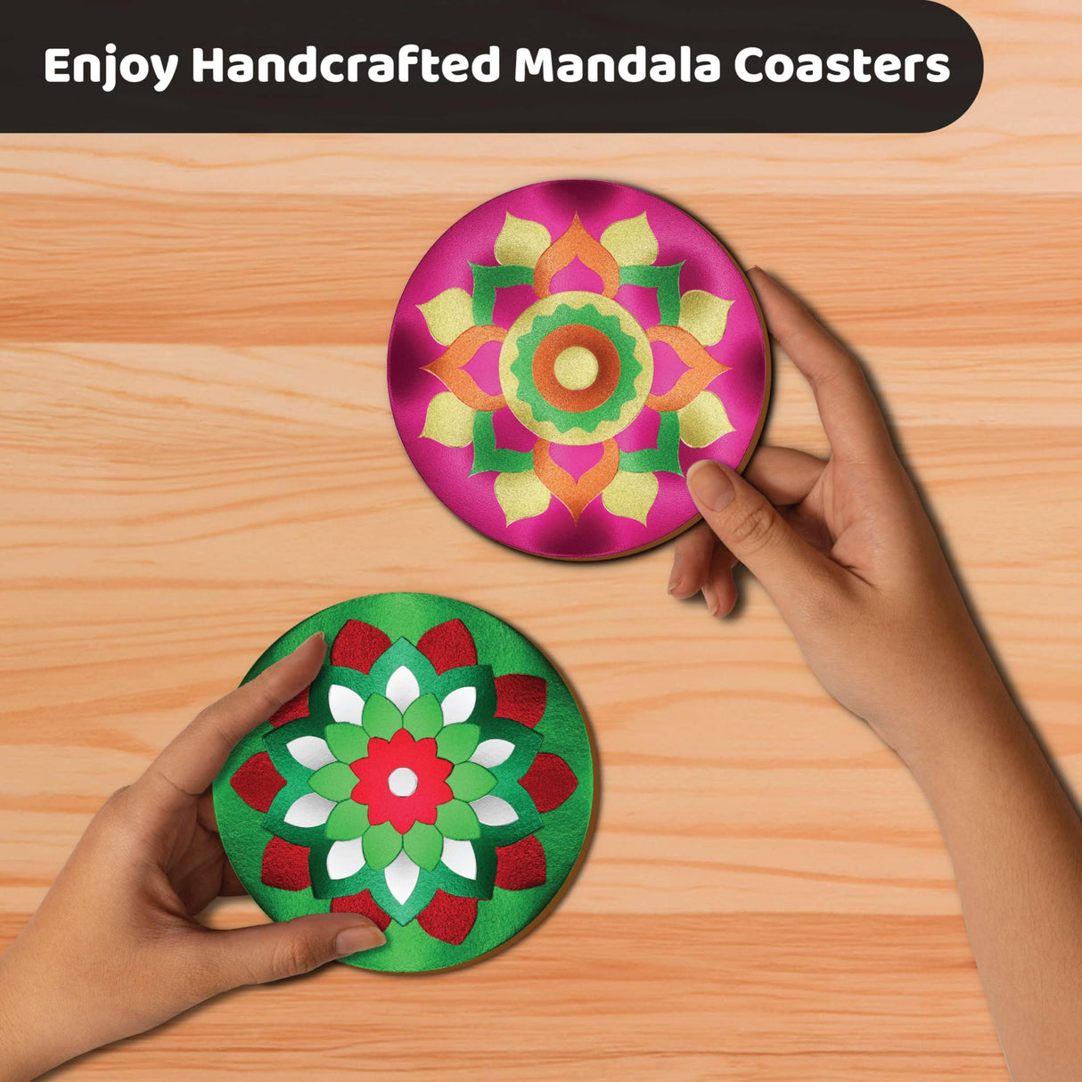 Unwynd Foil by Number Mandala Coaster Kit, 8 Pc DIY Foil Art Kit for Adults, Just Like Paint by Number Kits, Relaxing Arts & Crafts Coaster Set, Craft Gift for Teen & Women Unwynd