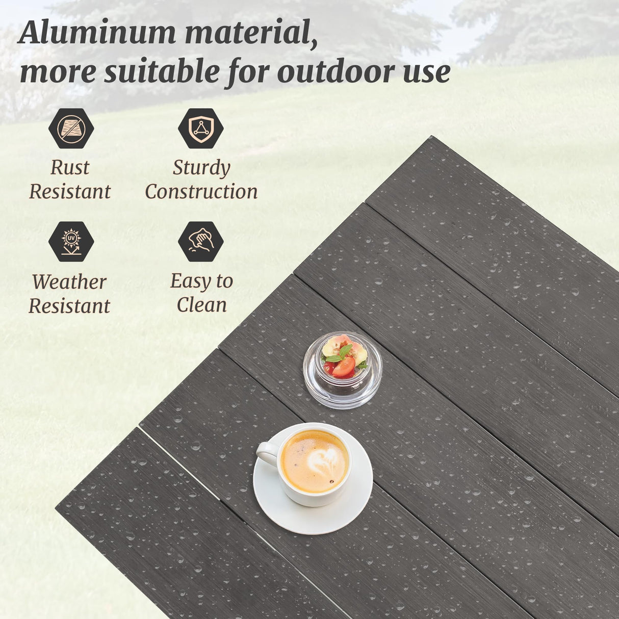 Cozyman Outdoor Dining Set 7-Piece, 59 Inch Patio Furniture Set with PE Wicker Chairs, All-Weather Resistant Aluminum Table for 7, Beige Almond Cozyman