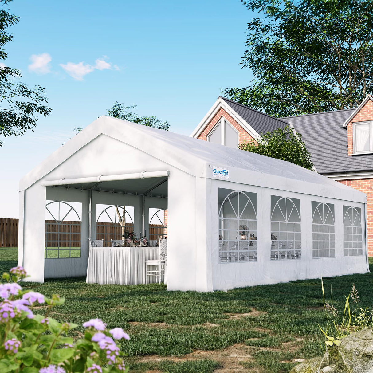 Quictent Premium 10x30 Party Tent Heavy Duty Outdoor Gazebo White Event Shelter Wedding Canopy Tent for Parties Carport BBQ with Removable Sidewall Windows & Storage Bags Quictent