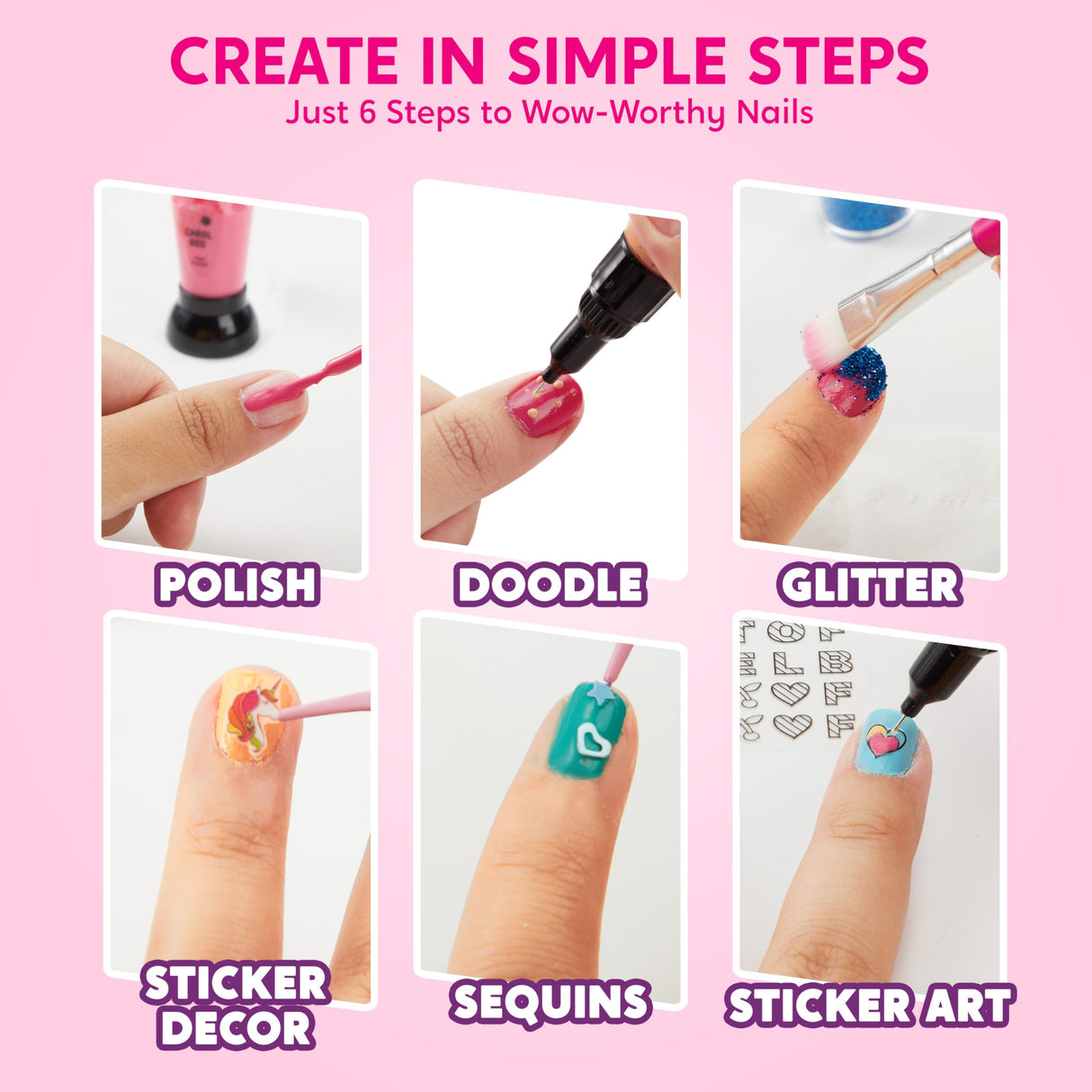 Klever Kits Kids Nail Polish Set, Nail Art Kit for Girls, Birthday Gifts for Girls Ages 7 and up, Makeup for Kids, Glitter, Sequins, Stickers , Peel Off & Quick Dry Klever Kits