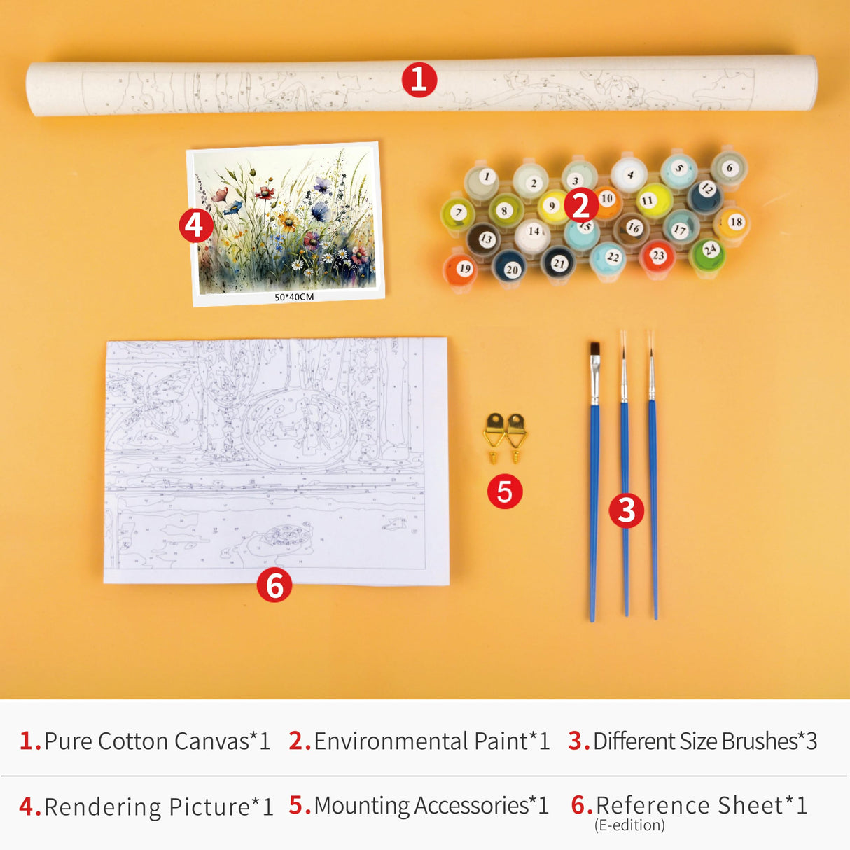 TUMOVO Paint by Numbers Wildflower DIY Adults' Paint-by-Number Kits on Canvas, 16 x 20 Inch TUMOVO