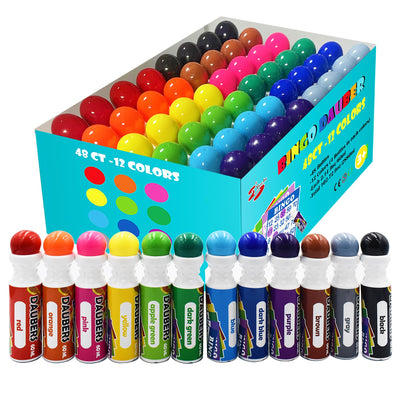 Yuanhe Bingo Daubers Dot Markers - Panit Dotters Dabbers Bulk Mixed Colors Set of 48 Pack-12Colors