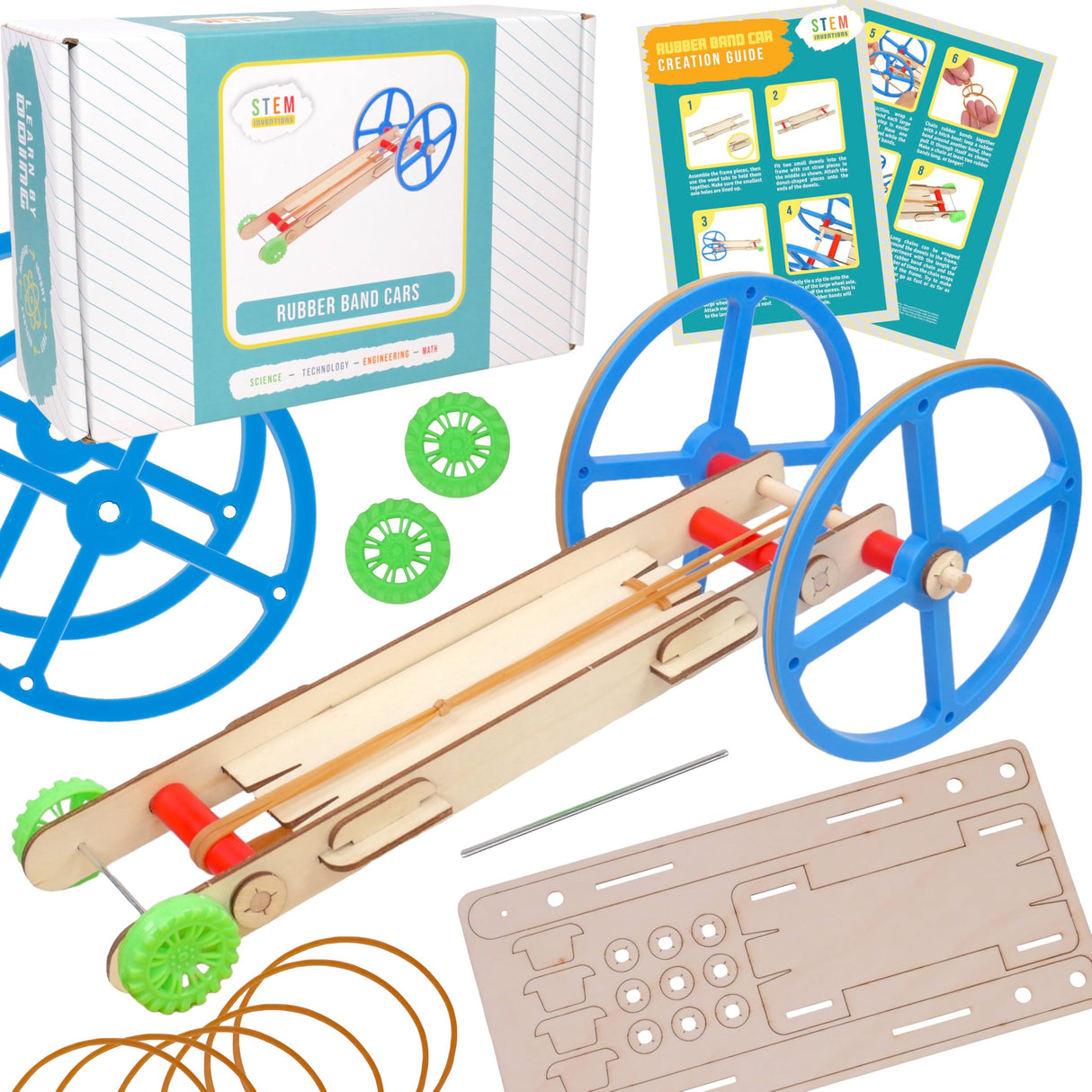 Rubber Band Car Kit – 10 Pack STEM Kits for Kids Ages 8-14, DIY Wooden Car Building Set for Classroom Projects, Science Experiments & Educational Crafts STEM Inventions