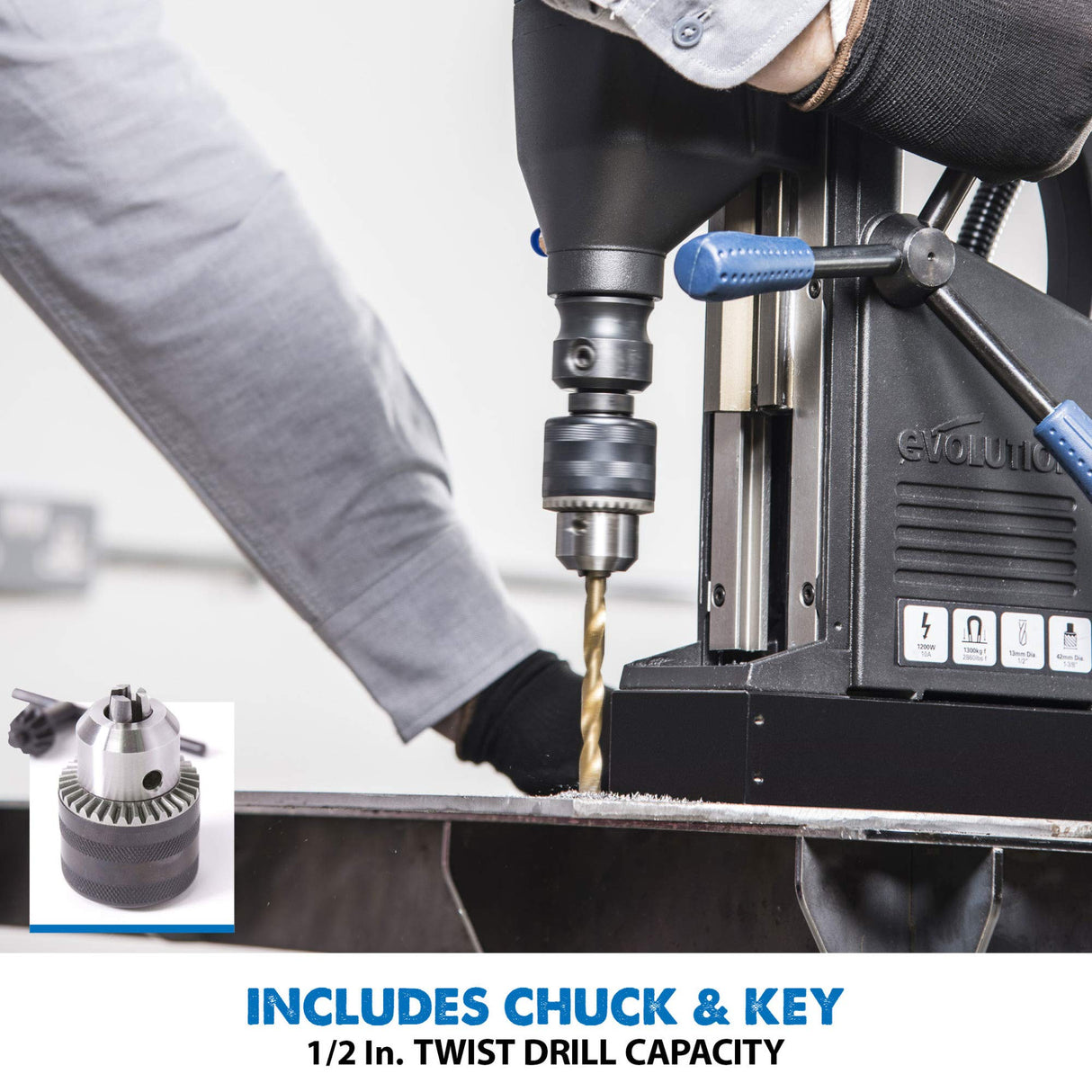 Evolution Heavy Duty 1-1/8 inch Industrial Magnetic Drill with Carry Case - S28MAG Evolution