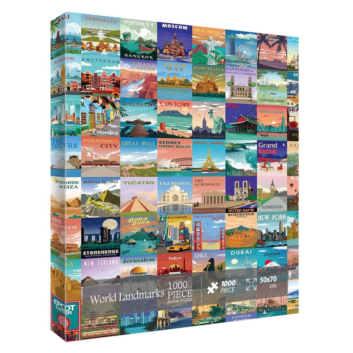 World Landmarks Travel Puzzle 1000 Pieces for Adult, Landscape Scene Jigsaw Puzzle of World Most Visited Tourist Attractions, Travel City Scenic Scenery Poster Jigsaw Puzzles BBOLDIN