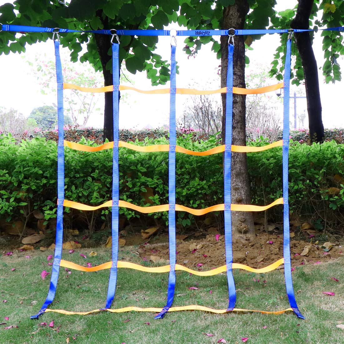 Climbing Net for Kids Outdoor, Portable Ninja Cargo Net Rope Ladder Monkey Bars for Ninja Slackline, Jungle Gyms, Swing Set, Ninja Warrior Style Obstacle Courses for Outdoor Treehouse TOPNEW