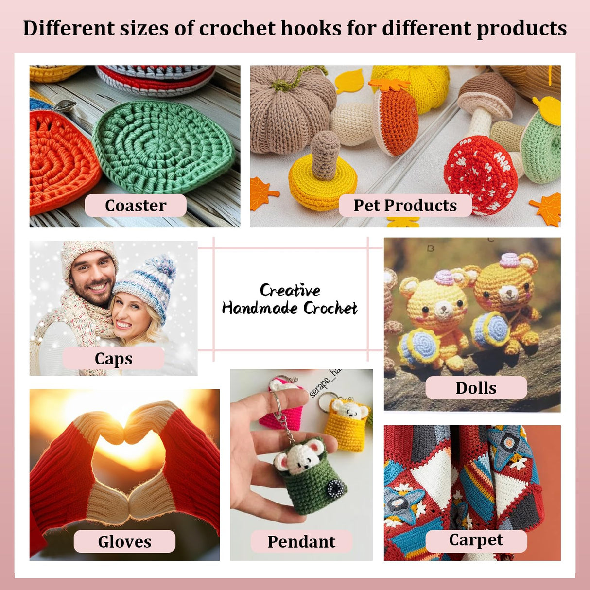 Looen Crochet Hooks 9-Piece Set, Ergonomic Rubber Grip Crochet Hook Set for Crocheting, Fine Knitting and Crochet Supplies, Crochet Kits for Arthritis Patients and Beginners. LOOEN