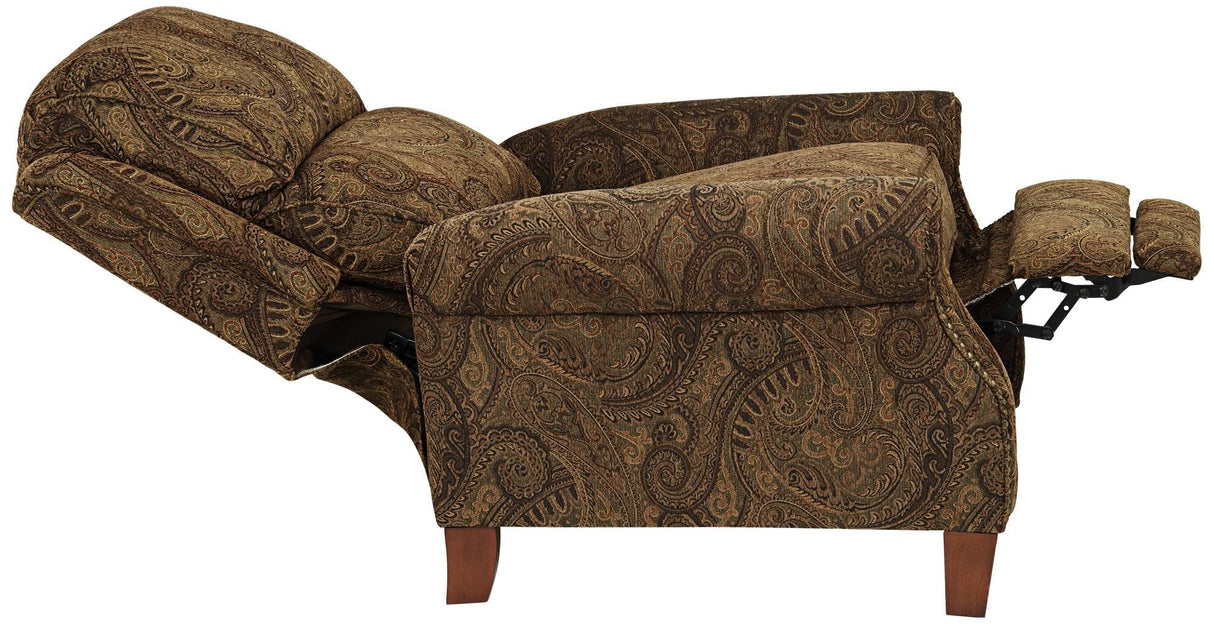 Kensington Hill Beaumont Warm Brown Paisley Patterned Recliner Chair Traditional Armchair Comfortable Push Manual Reclining Footrest Adjustable for Bedroom Living Room Reading Home Relax Office Kensington Hill