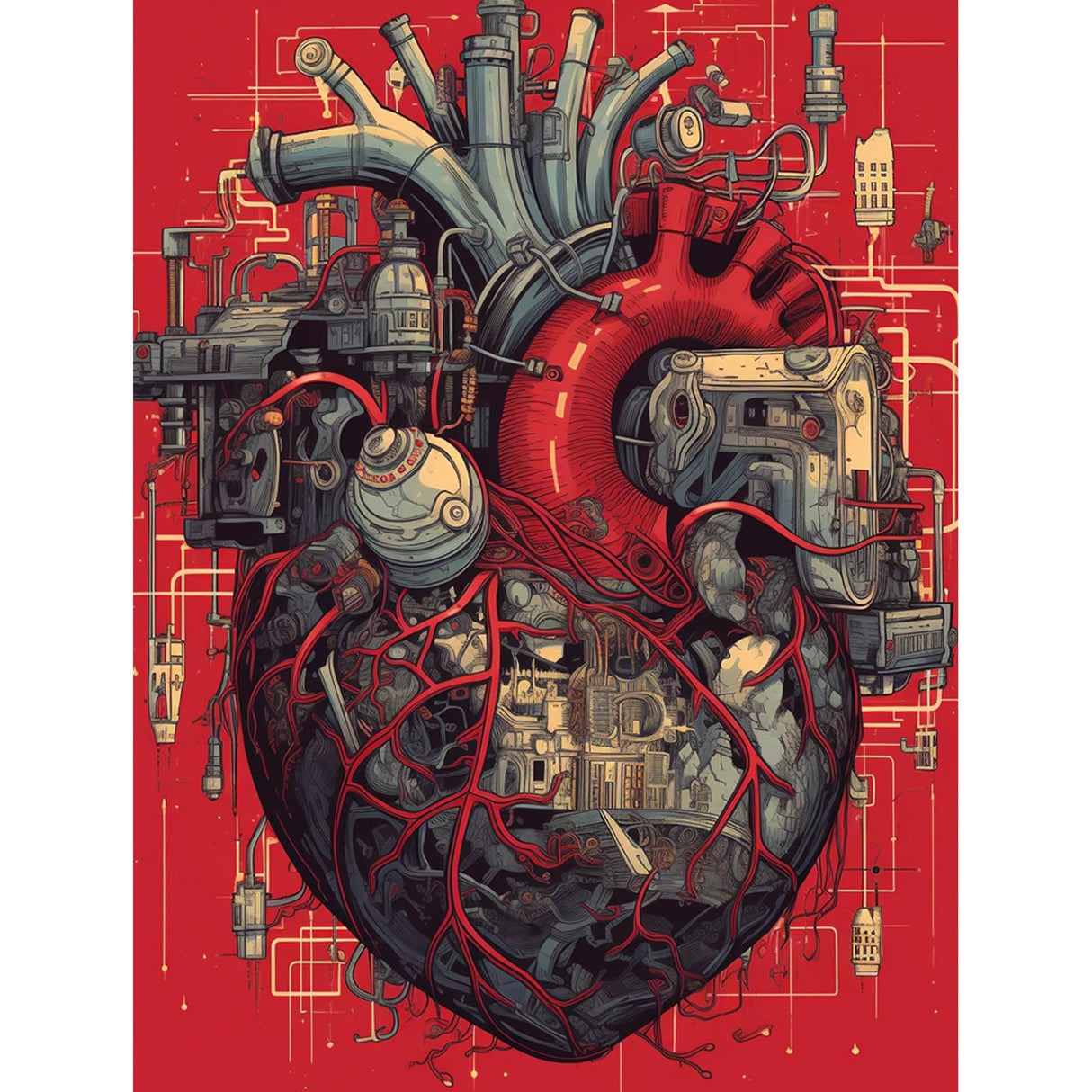 Mechanical Heartt Diamond Painting DIY 5D,Numbering Kit,Human Anatomy Crystal Rhinestone Diamond Paintwork Magical Steampunk Artwork Home Decor Adults Sea Scenics Art Organ Gift(12''Wx 16''H) TUMOVO