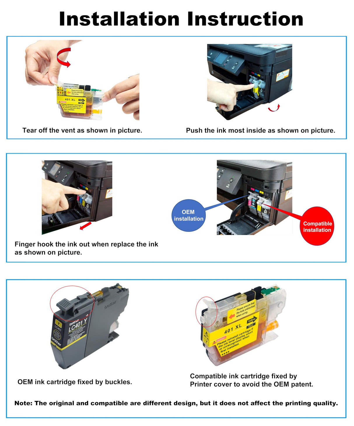 WORTHDO LC401XL High Yield Black Ink Cartridges Compatible for Brother LC401 XL Black Work with Brother MFC-J1010DW MFC-J1012DW MFC-J1170DW Printer (2 Pack) WORTHDO