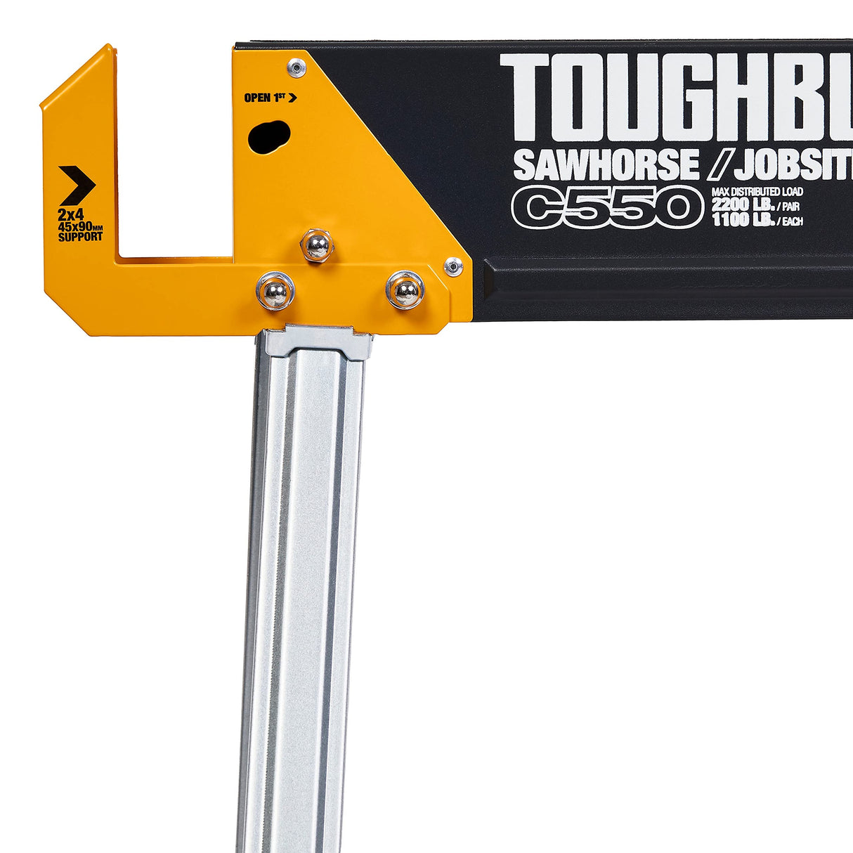 ToughBuilt - Folding Sawhorse/Jobsite Table - Sturdy, Durable, Lightweight, Heavy-Duty, 100% High Grade Steel, 41.5-Inch Easy Carry Handle - (TB-C550) ToughBuilt