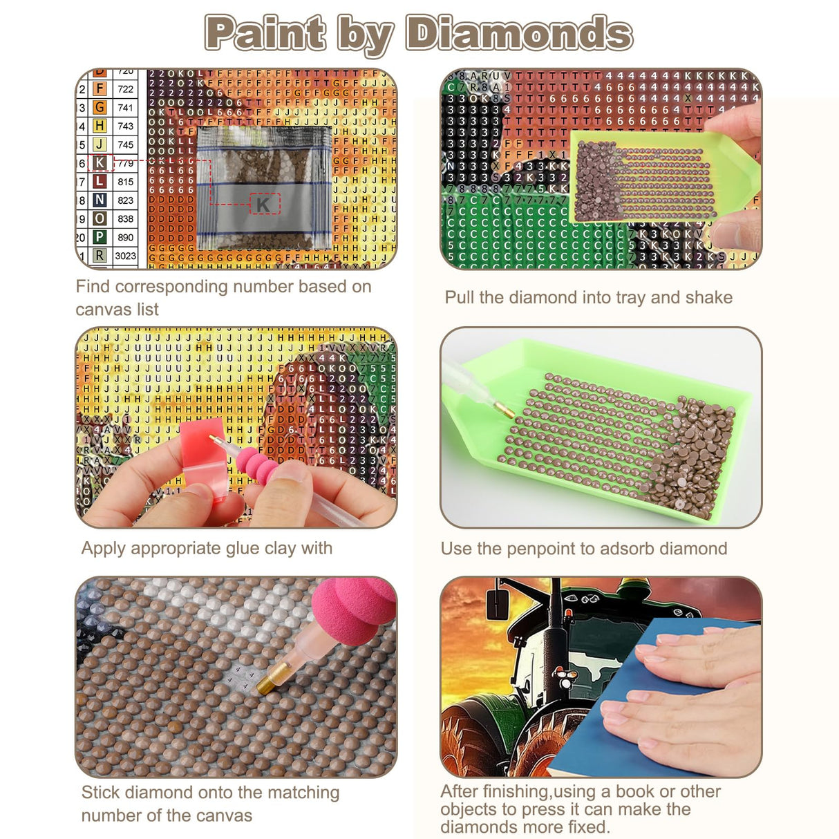CEOVR Farm Diamond Art Kits for Adults, Tractor Diamond Painting Dots 5D Full Drill DIY Gem Art, Adult Crafts Kits Wall Decor for Home Office 12x16in CEOVR