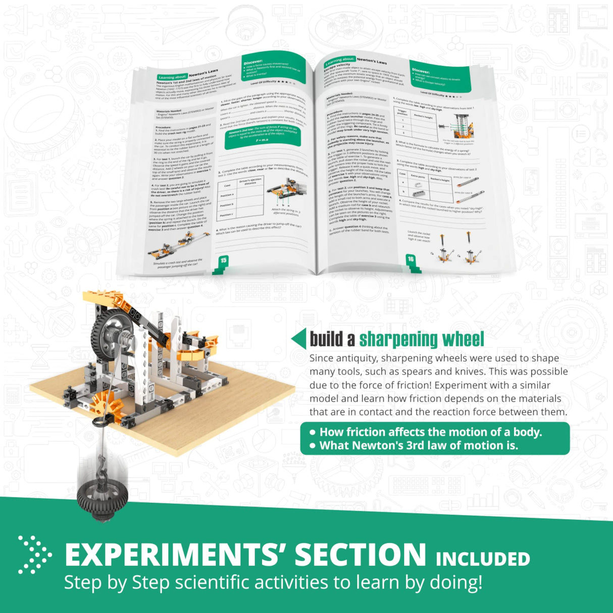 Engino STEM Toys, Physics Laws: Inertia, Friction & Circular Motion, Engineering Kit for Kids 9+, Creative STEM Projects, Gifts for Boys & Girls, Building Toys (6 Model Options) Engino