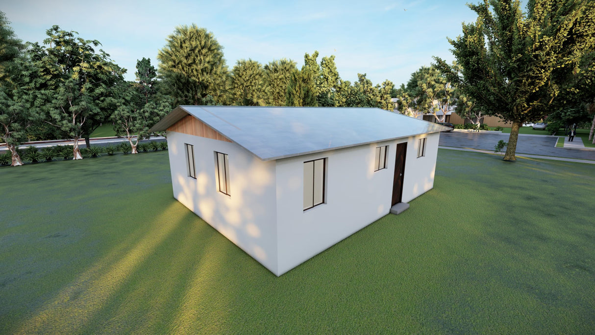 Tiny Home Plans 25’x33’ – 825 sqft Two Bedroom Bungalow Cabin – Building Blueprint with Floor Plan, Elevations, and More Generic