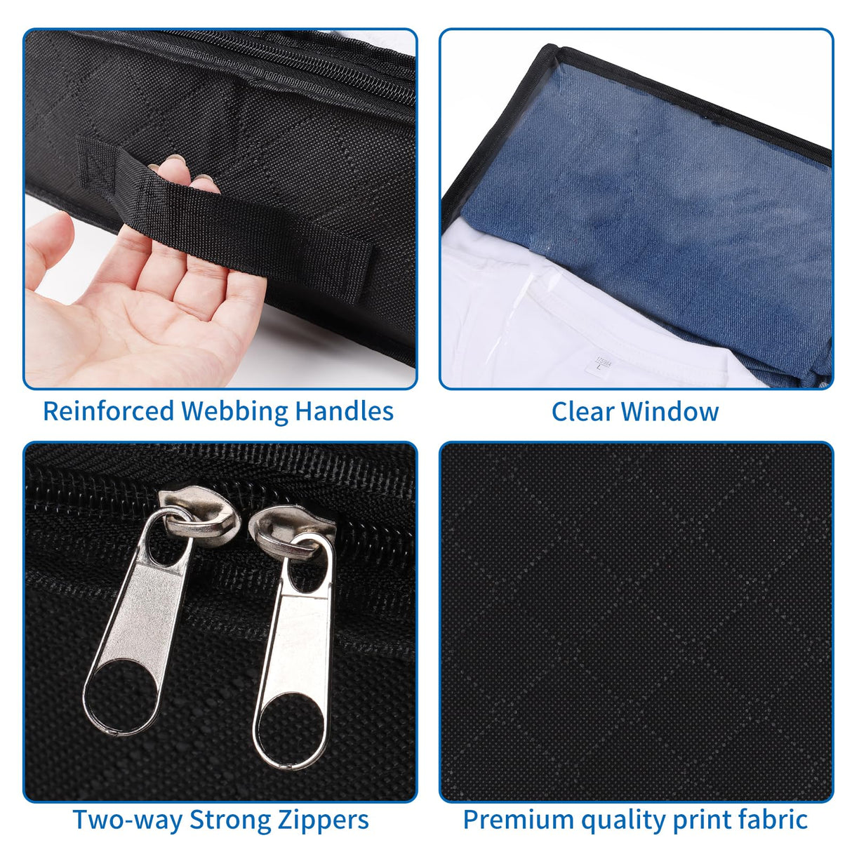 Fixwal Black Underbed Storage Bags with Clear Window and 2 Reinforced Handles Under Bed Storage Containers for Clothing, Bedding, Comforter (2 Pack) Fixwal