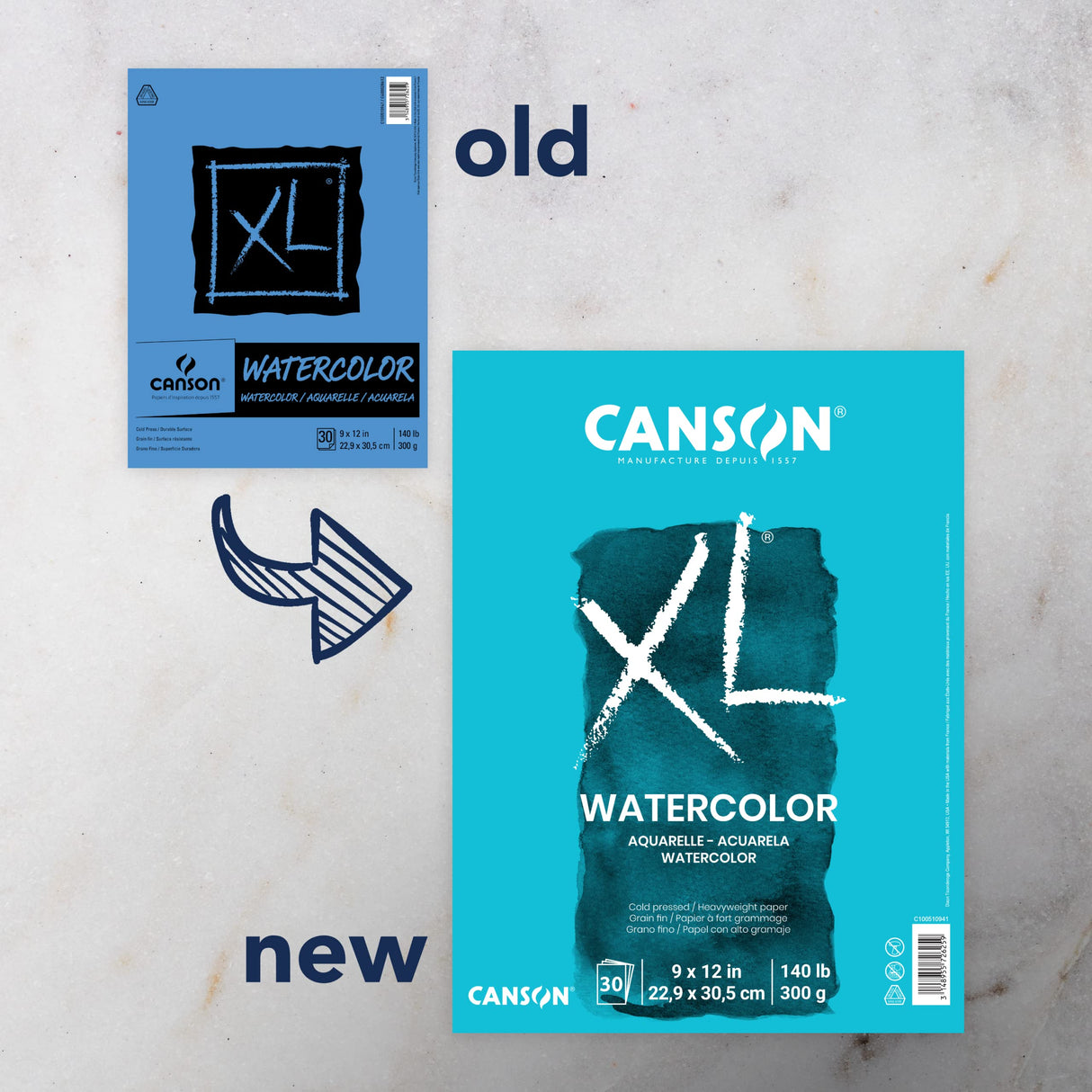Canson XL Series Watercolor Pad, Heavyweight White Paper, Foldover Binding, 30 Sheets, 9x12 inch Canson