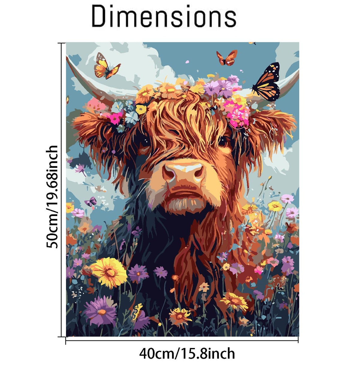 Highland Cow Paint by Numbers Kit for Adults,Cow Painting by Numbers,DIY Acrylic Paint Kit for Adults Without Frame,Easy Adult Paint by Number Kits on Canvas for Decor 16x20inch Canrichshop