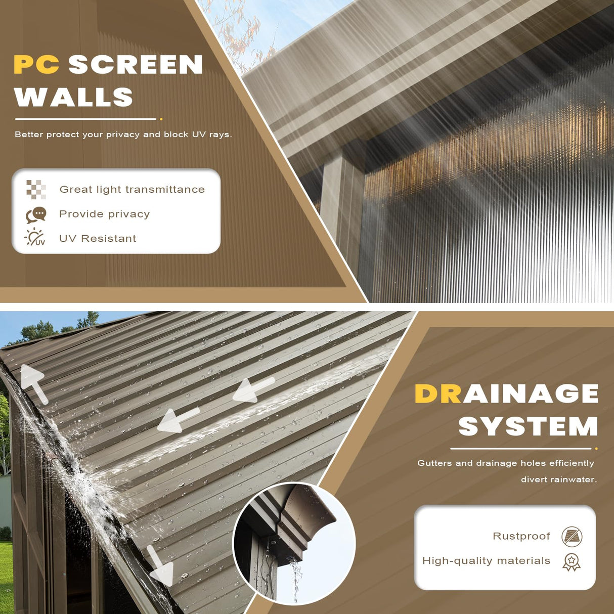 EROMMY 12' x 16' Sunroom, All-Season Gazebo Solarium with Galvanized Steel Roof, Aluminum Frame, Outdoor Permanent Sun Room with Sliding Door EROMMY