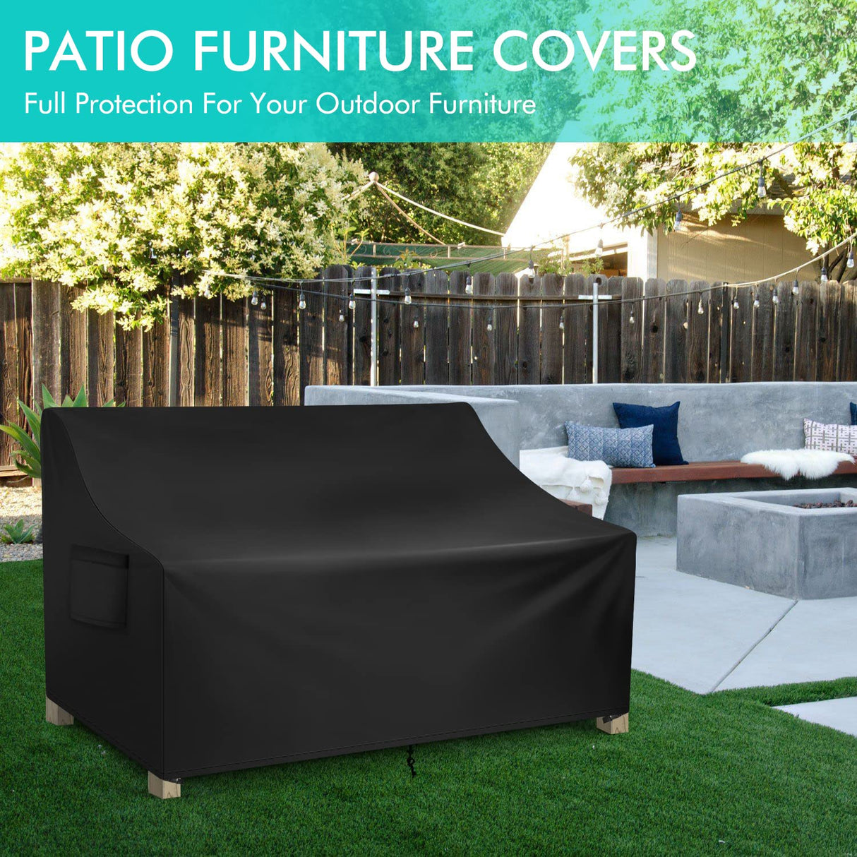 WLEAFJ Patio Sofa Cover Waterproof, 3-Seater Outdoor Sofa, Heavy Duty Deep Lounge Loveseat, Large Lawn Furniture with Air Vent, 82.6’’ W x 39’’ D x 28’’ H WLEAFJ