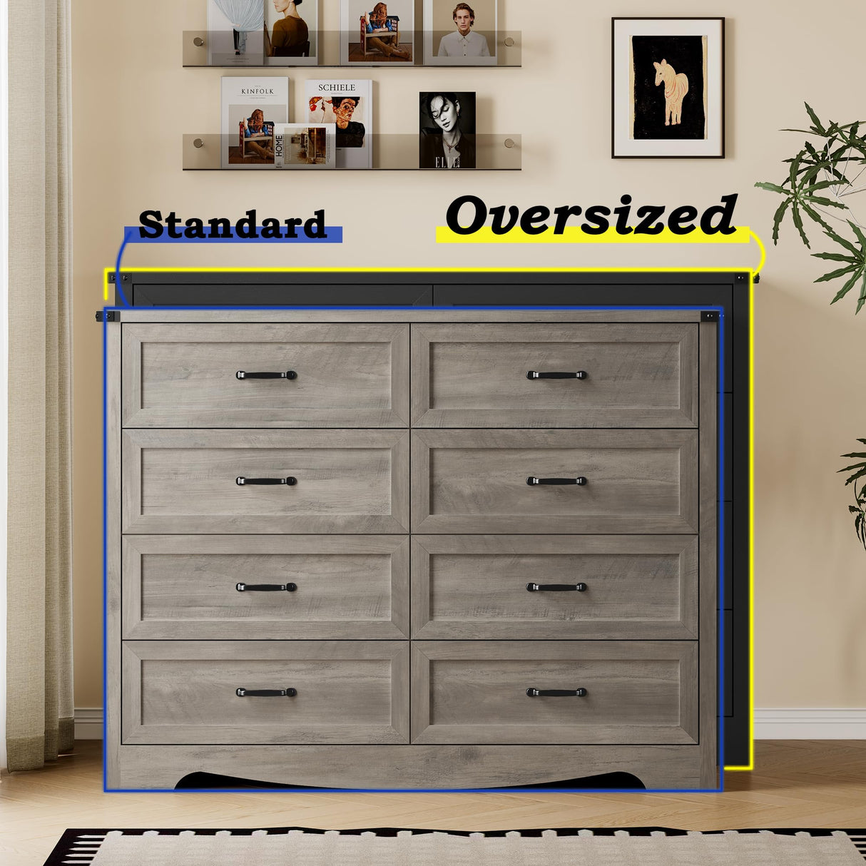 BORNOON 8-Drawer Dresser for Bedroom, Modern Wooden Chest of Drawers with Metal Handles, Anti-Tipping Design, Sturdy and Stable Storage Organizer for Living Room, Entryway, Home Office, Standard BORNOON