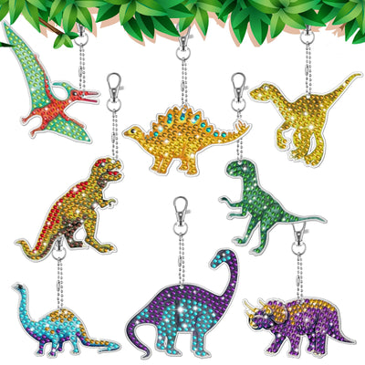MTLEE 8 Pcs Diamond Art Keychains Kids Arts and Crafts 5D Diamond Art Kits Gem Keychains for Boys Girls Ages 8-12 DIY Gift Birthday Party(Ocean Style)