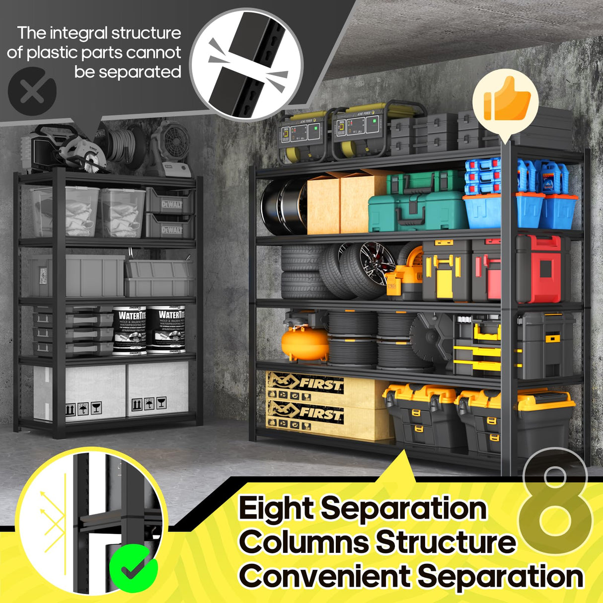 Nexvrtau 5 Tier Adjustable Metal Shelving Storage Rack,Storage Shelves,59.8" Wx24 Dx76.6 H Garage Shelving Heavy Duty,Industrial Shelving Unit for Basement,Warehouse,Garage Organization.1 Pack Nexvrtau