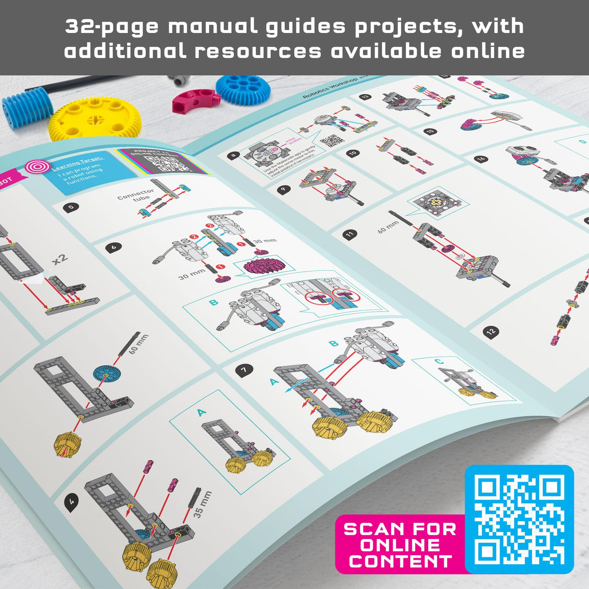Thames & Kosmos Robotics Workshop with Micro:Bit STEM Experiment Kit, Creative, Educational Coding & Programming Curriculum for Home & School Use, Utilizes MakeCode App to Learn Python, Javascript Thames & Kosmos