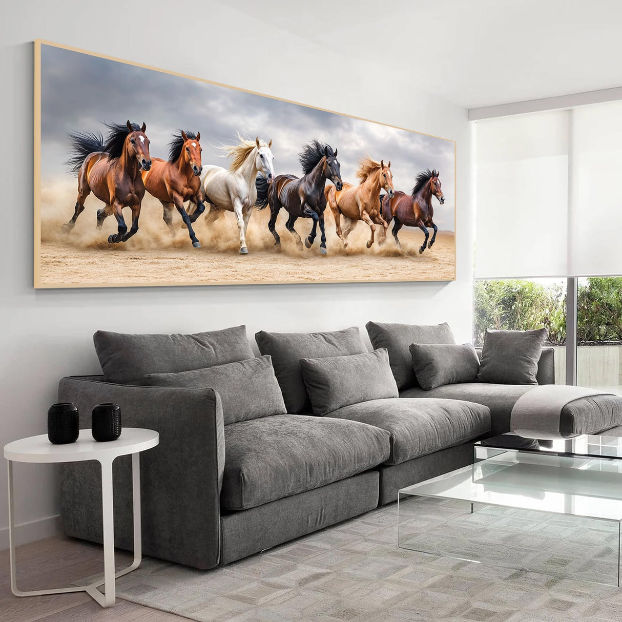 VAIIEYO Large Diamond Art Kits for Adults Horse, Diamond Art Animal, Large Diamond Painting Kits Full Drill Round Rhinestone Craft Canvas for Home Wall Decor Gift 12x31 inch VAIIEYO