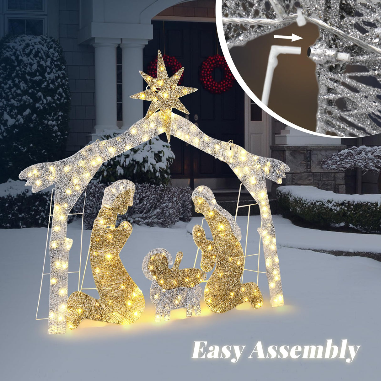 VINGLI Lighted Outdoor Nativity Scene, 6ft Nativity Sets for Christmas, Christmas Holy Family Yard Decoration w/ 190 LED Lights, Stakes, Zip Ties VINGLI
