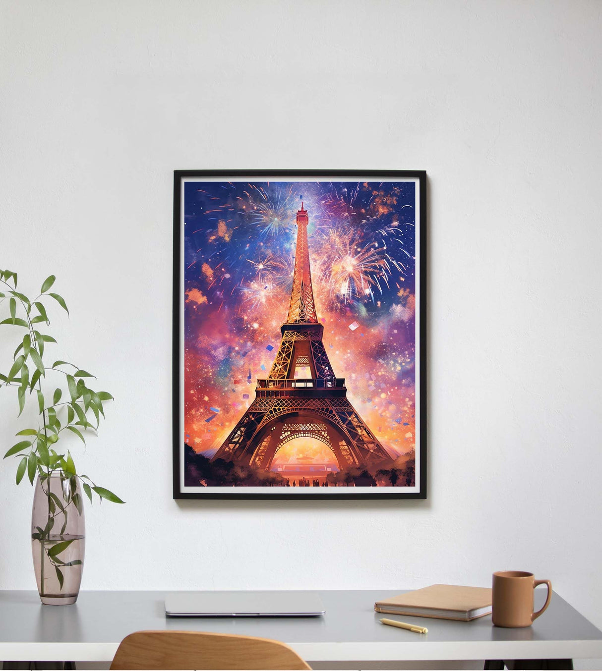 SKRYUIE Paint by Numbers Kit for Adults Beginner Paris Tower, Acrylic Fireworks Oil Painting by Numbers Kits with PaintBrushes Paintwork Art Crafts Canvas for Home Decor 16x20 inch / 40x50 cm SKRYUIE