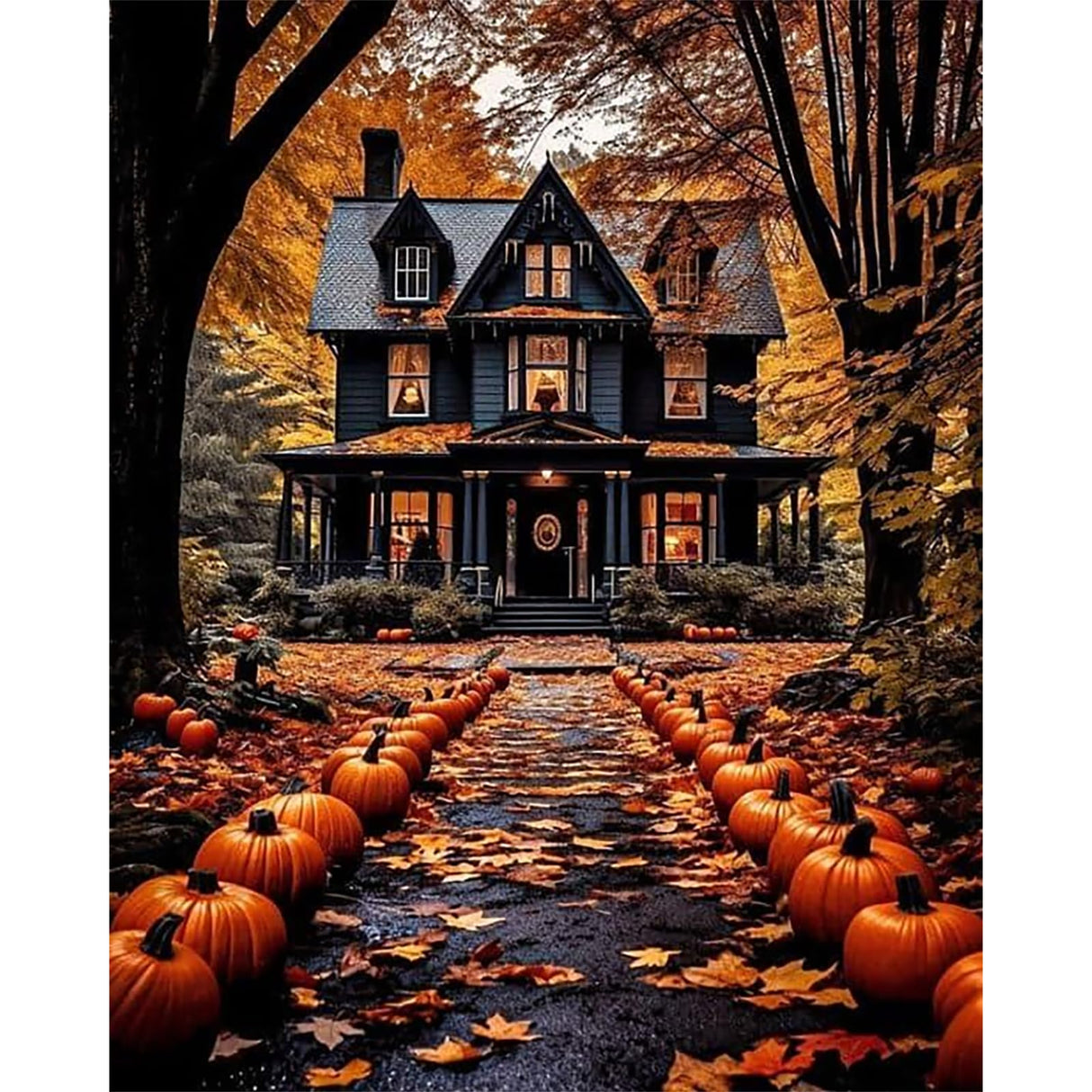 Landscape Paint by Number for Adults-Paint by Numbers for Adults Halloween, House Painting by Numbers for Gift Home Wall Decor (Halloween, 16x20 inch) HITO