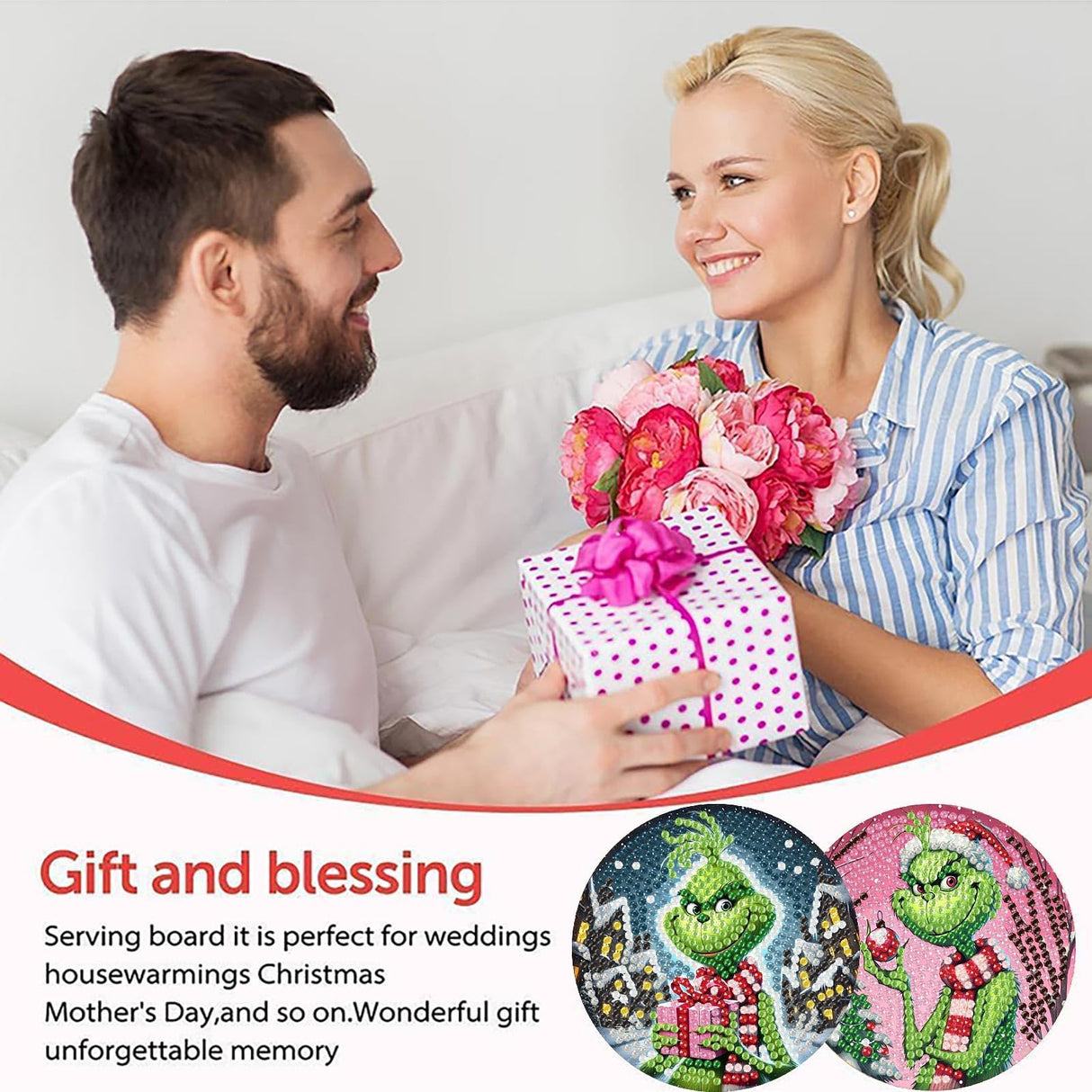 Yijingtop 8 Pcs Christmas Diamond Painting Coasters Kits with Holder,DIY Xmas Diamond Art Coaster Kits for Adults,Christmas Diamond Art Kits for Adults for Home Wall Decor Yijingtop