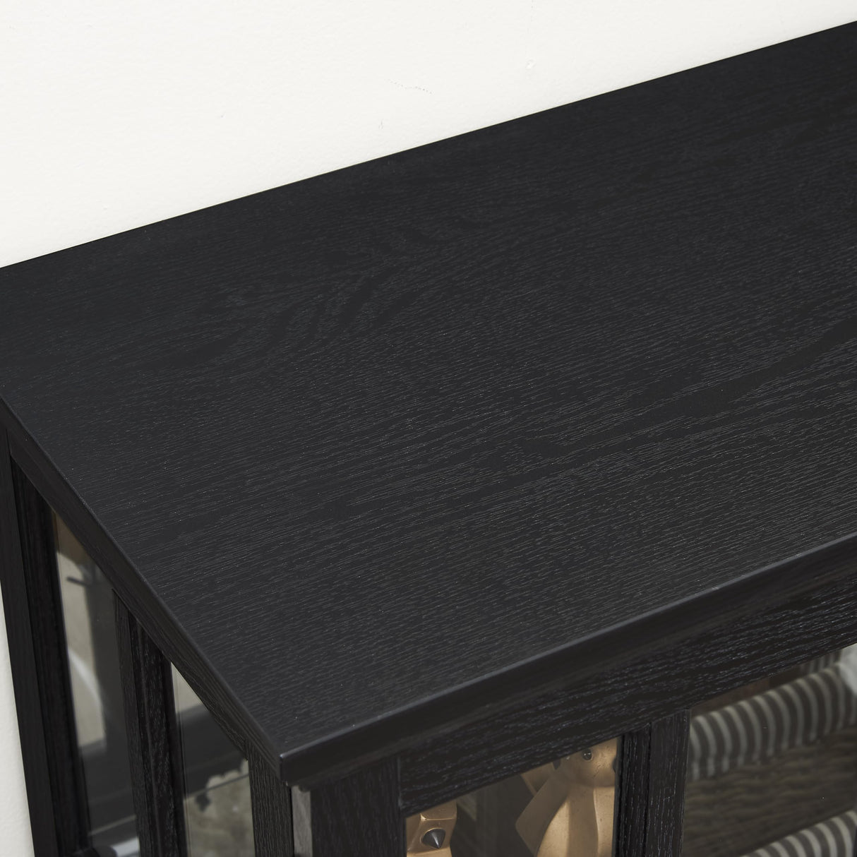 TRJQBCC 30" Glass Curio Display Storage Cabinet with LED Light, Modern 2 Lattice Doors Tableware Display Sideboard w/Adjustable Shelves, Retro Design Quality Showcase Bookcase for Home (Black) TRJQBCC