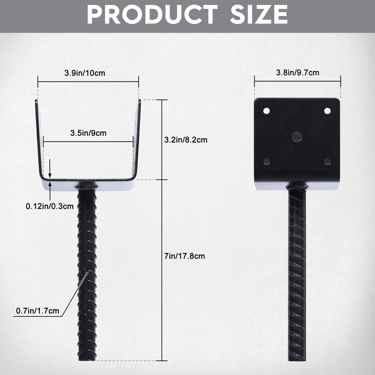 XYADX Concrete Fence Post Base 4x4 inches 4 Pack, Fence Post Anchor Holder Pergola Brackets XYADX