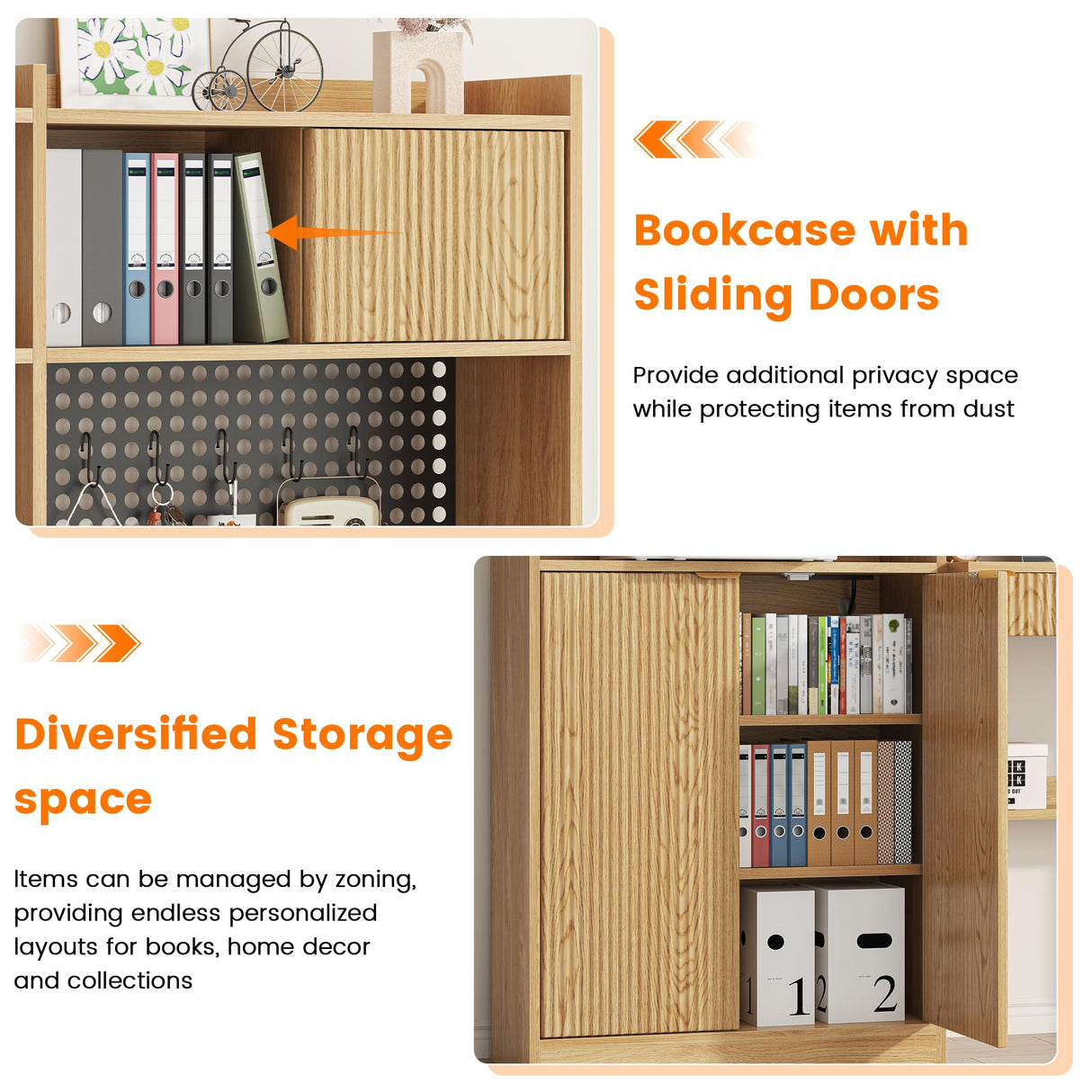 Semoic 70.87" Tall Bookshelf with Door & Drawer, 6 Tier Wooden Bookcase with LED Light & Power Outlets, Large Wide Book Shelf with Storage Cabinet, Floor Standing Display Shelf for Living Room, Brown Semoic