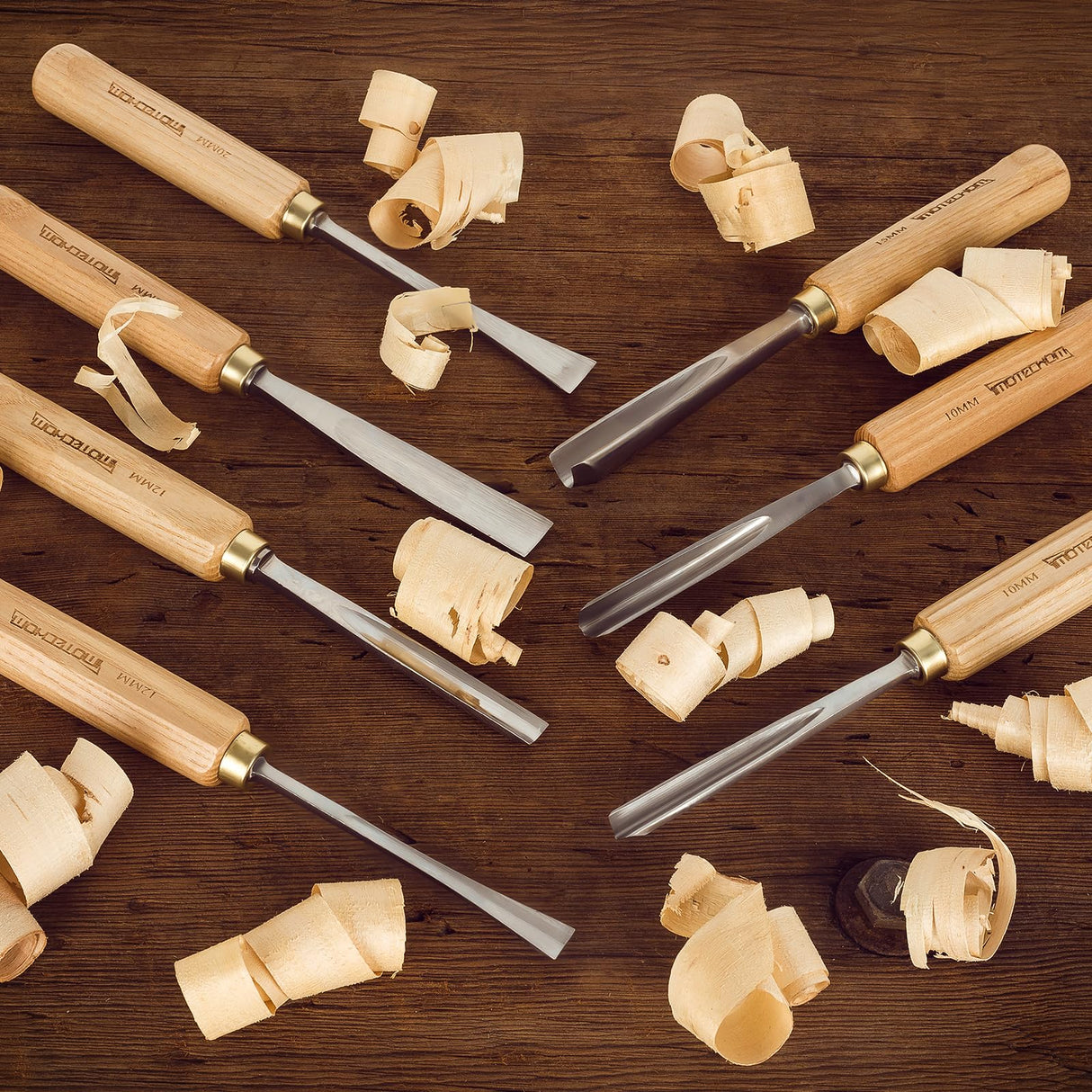 IMOTECHOM 7-Pieces Woodworking Wood Carving Tools Chisel Set with Canvas Bag, Gouges and Carving Chisel Set, Razor Sharp CR-V 60 Steel Blades IMOTECHOM