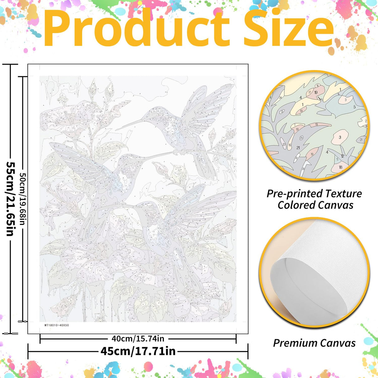 Paint by Numbers Kit for Adults, Hummingbirds Paint by Numbers Kit for Adults Beginners, DIY Acrylic Painting on Canvas for Home Wall Art Decor(16x20Inch Mandun